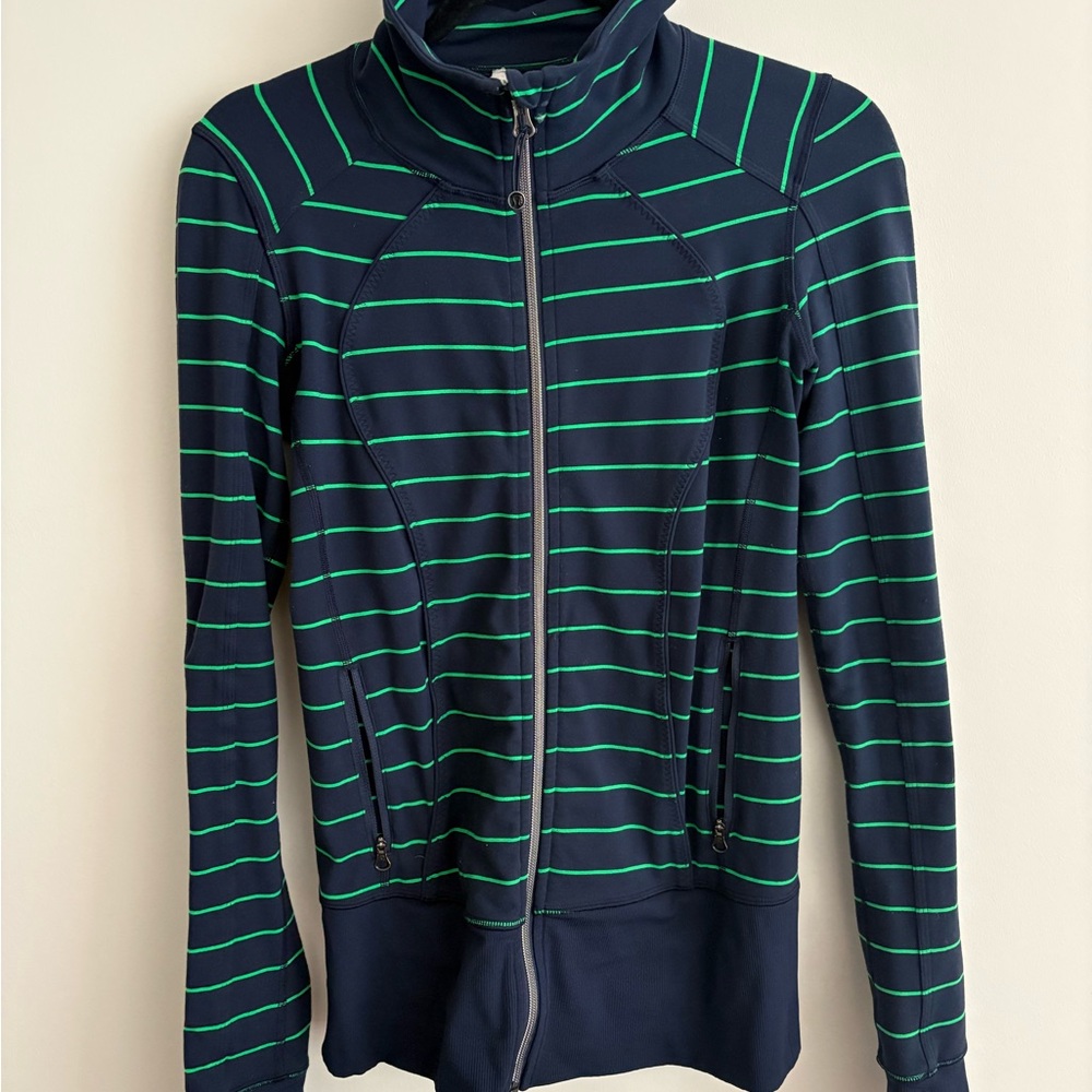 Lululemon Athletica Navy and Green Striped Jacket